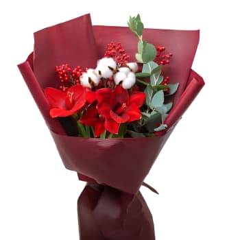 Crimson Amaryllis Bouquet – view 2